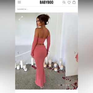 Elegant Pink Off-Shoulder Two-Piece Set